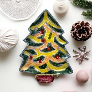 Anthropologie Natalie Late Christmas tree ceramic dish